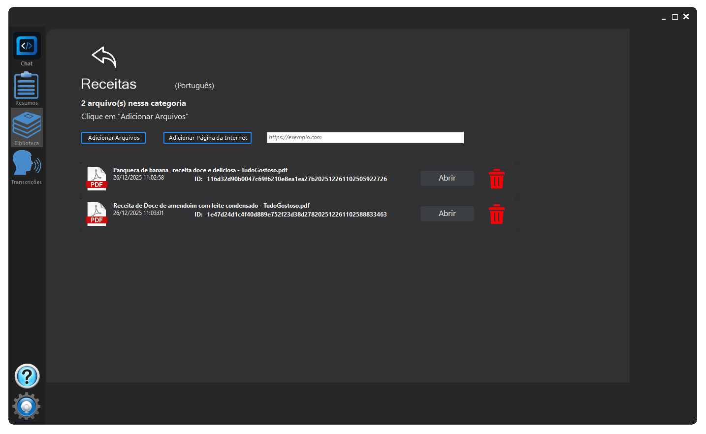 RAGU Categorias e Documentos